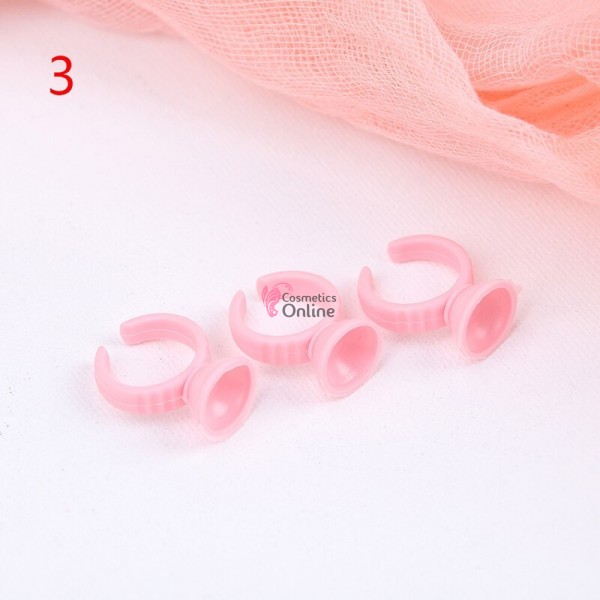 Inele pentru Adezivul de Gene sau Microblading 1 compartiment, ISGR03 - Pink, 3 bucati